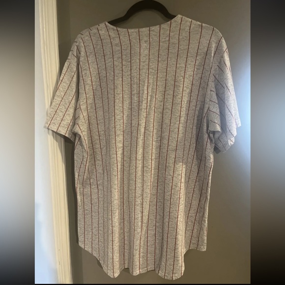 Vintage Majestic Cinninnati Reds MLBPinstripe Tshirt Jersey Size Large - Picture 5 of 8